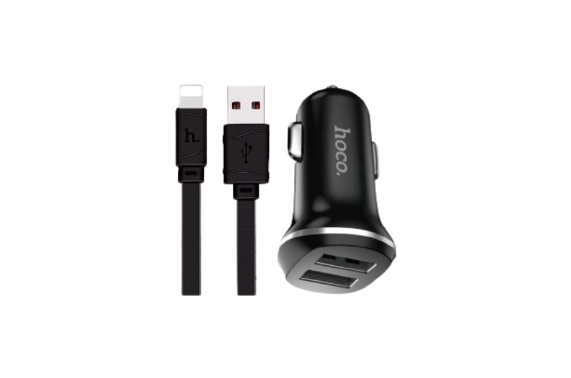 Автомобільний зарядний пристрій Hoco Z1 Black +кабель Lightning